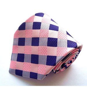 Mens Jacquard Silk Plaid Necktie Pink Purple